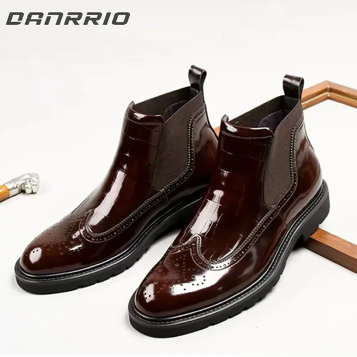Bottes Chelsea en cuir verni