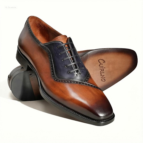 Oxford teint à la main avec coutures bicolores