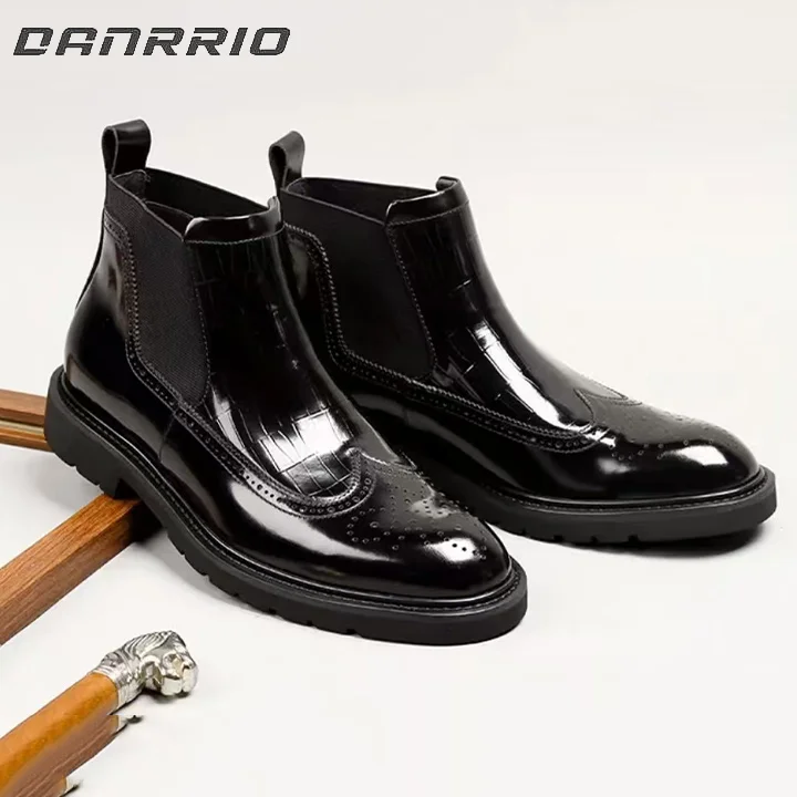 Bottes Chelsea en cuir verni