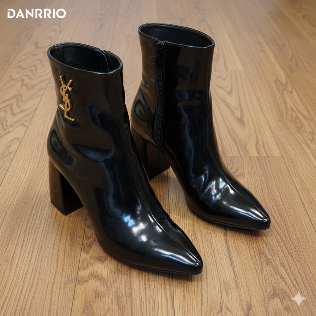 Bottines à talons hauts en cuir verni