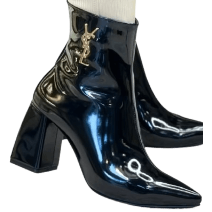 Bottines à talons hauts en cuir verni