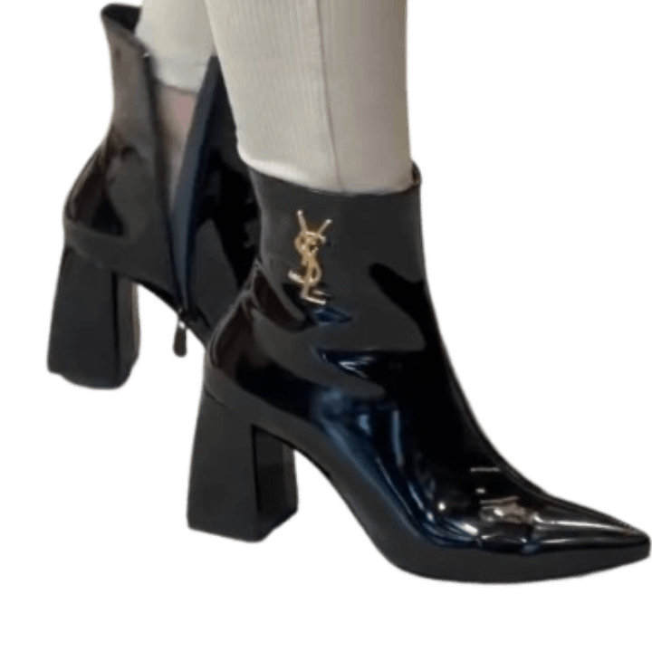 Bottines à talons hauts en cuir verni